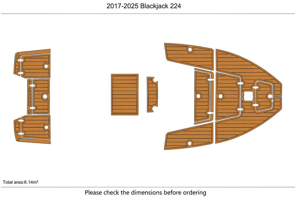 2017-2025 Blackjack 224 Cockpit Swim Platform 1/4" 6mm EVA Teak deck floor