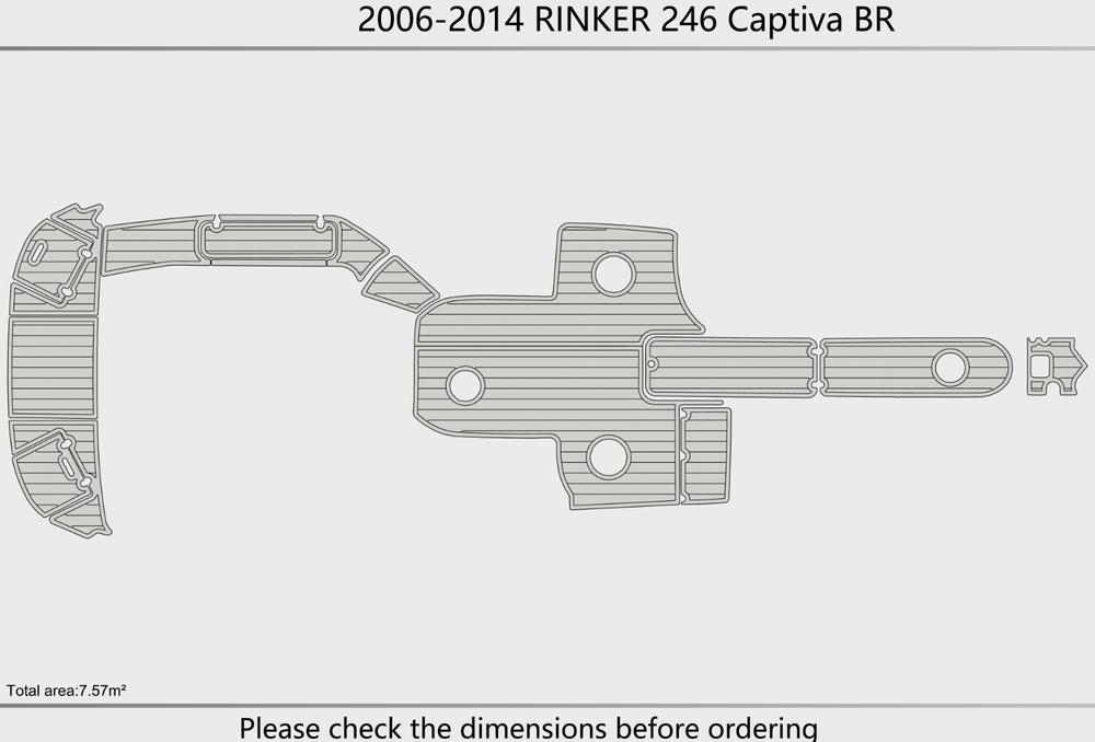 2006-2014 RINKER 246 Captiva BR Cockpit Swim platform bow 1/4"6mm EVA foam floor