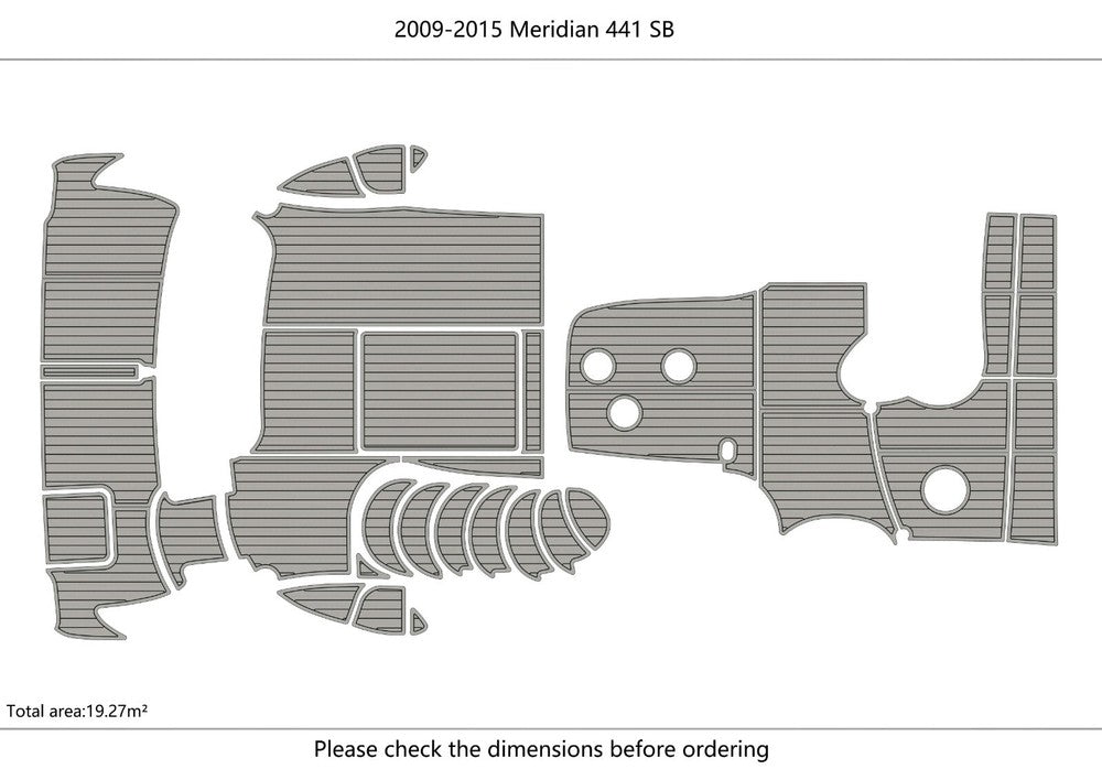 2009-2015 Meridian 441 SB Cockpit Swim platform 1/4" 6mm EVA Foam teak floor