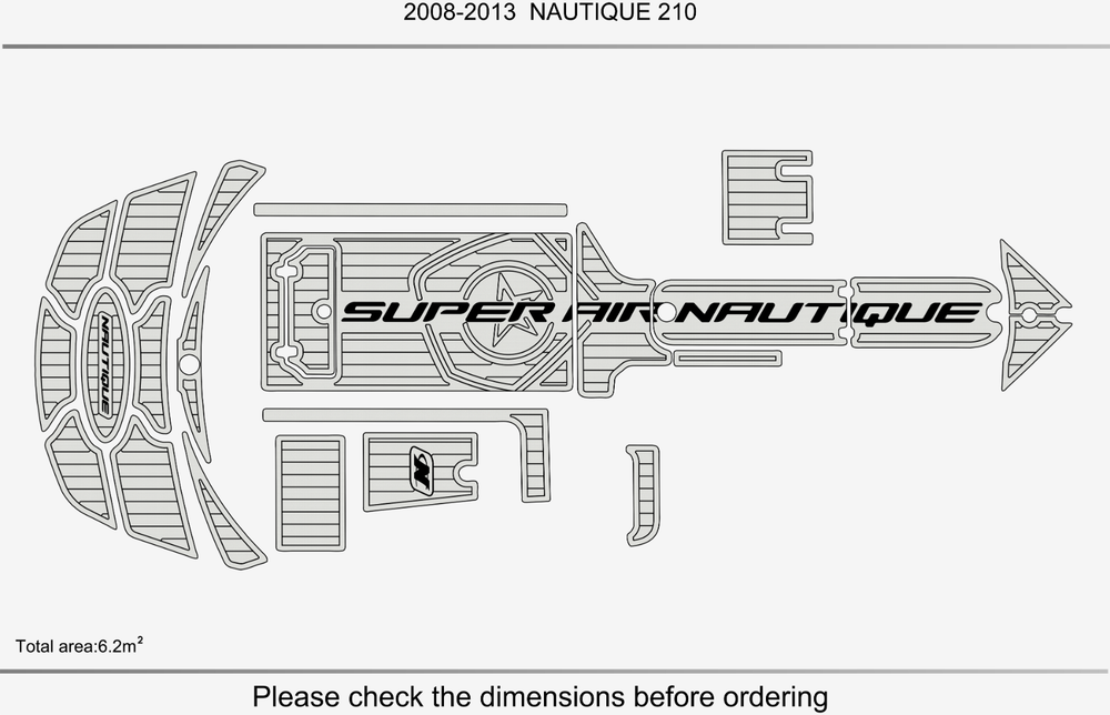 2008-2013 Nautique 210 Super Air Anti-slip Custom EVA faux teak marine flooring