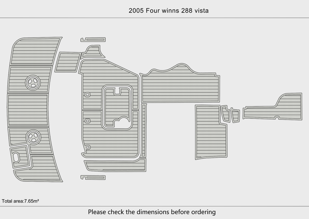 2004-2007 Four winns 288 Vista Cockpit Swim platform 1/4" 6mm EVA Teak floor