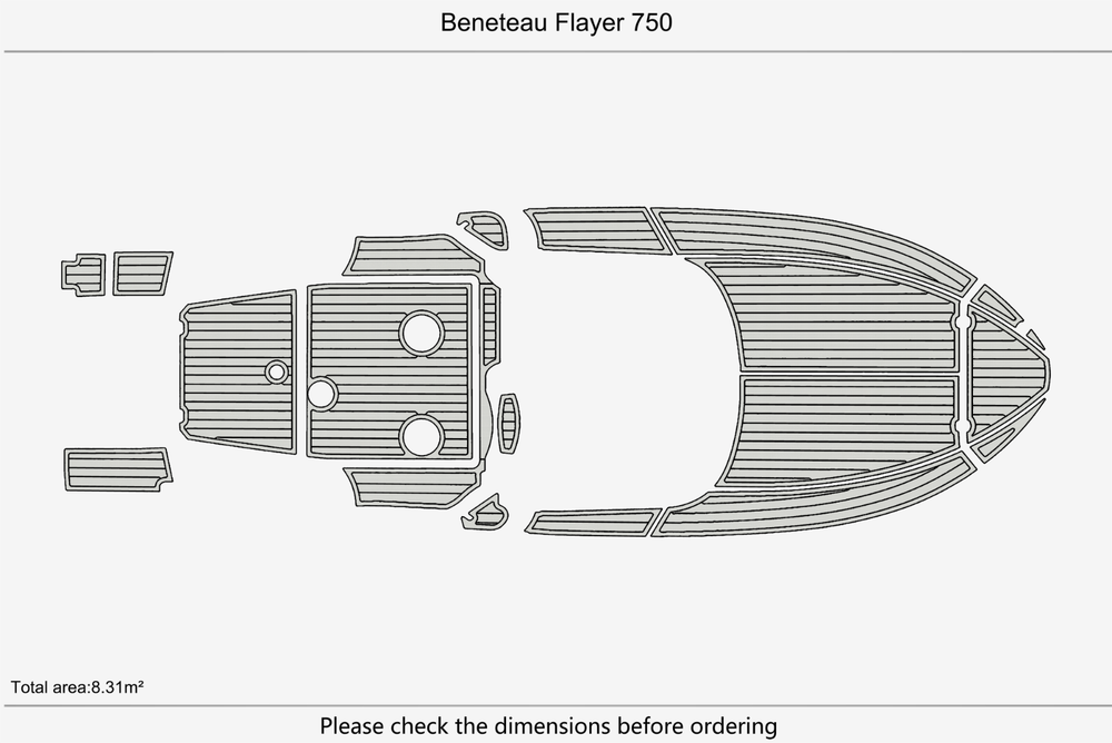 Beneteau Flayer 750 Anti-slip mat Custom EVA teak marine deck flooring