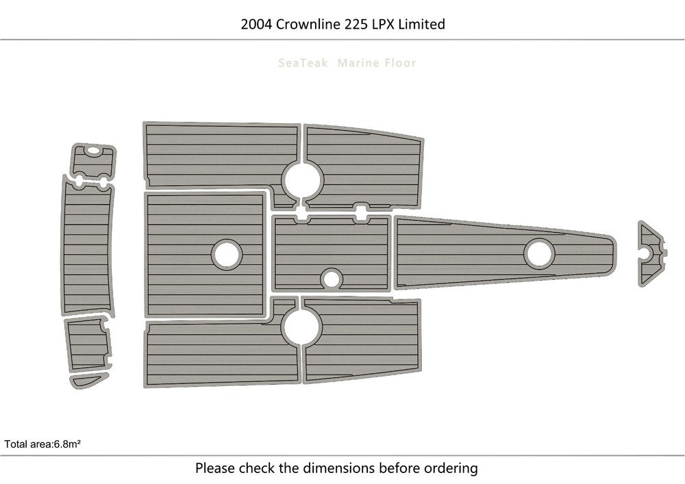 2004 Crownline 225 LPX Limited Cockpit swim platform Pads 1/4" 6mm EVA Faux Teak