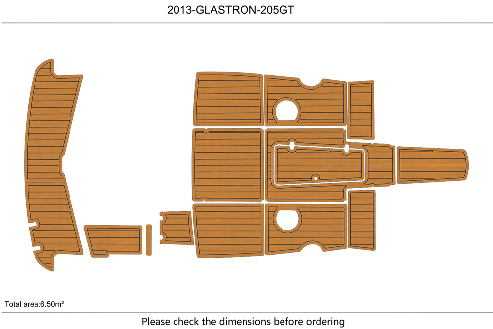 2007-2018 Glastron 205 GT Cockpit Swim platform 1/4" 6mm EVA faux teak mat Floor