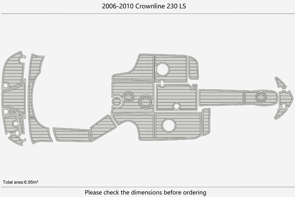 2006-2010 Crownline 230 LS Cockpit Swim platform Bow 1/4"6mm EVA foam floor