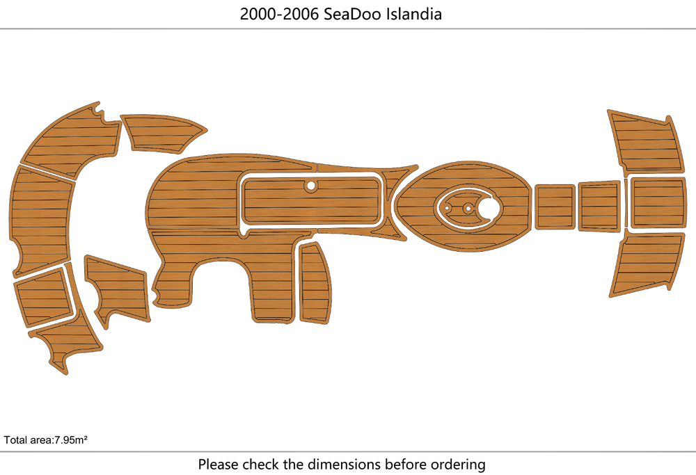 2000-2006 Sea Doo Islandia Cockpit Swim platform 1/4" 6mm EVA faux teak Floor