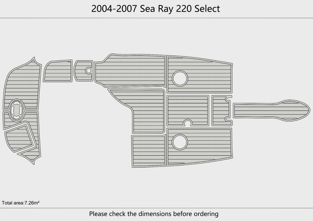 2004-2007 Sea Ray 220 Select Cockpit Swim platform 1/4"6mm EVA foam mat floor