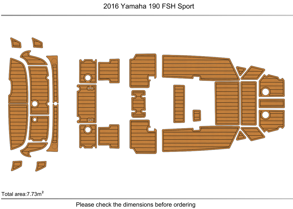 2016 Yamaha 190 FSH Sport Cockpit Swim platform 1/4" 6mm EVA Teak deck floor