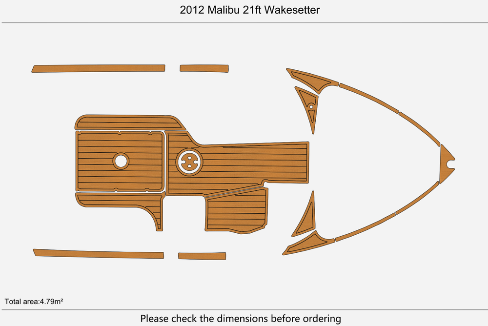 2012 Malibu 21ft Wakesetter Deck Anti-slip mat Custom EVA faux marine flooring
