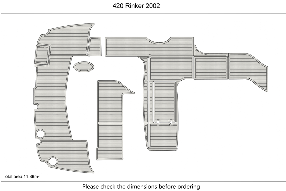 2002 Rinker 420 Cockpit swim platform 1/4" 6mm EVA Foam faux teak floor