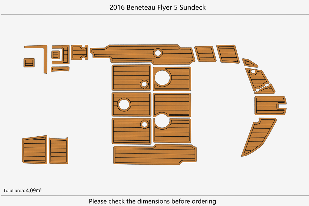 2016 Beneteau Flyer 5 Sundeck Anti-slip Custom EVA teak marine deck flooring
