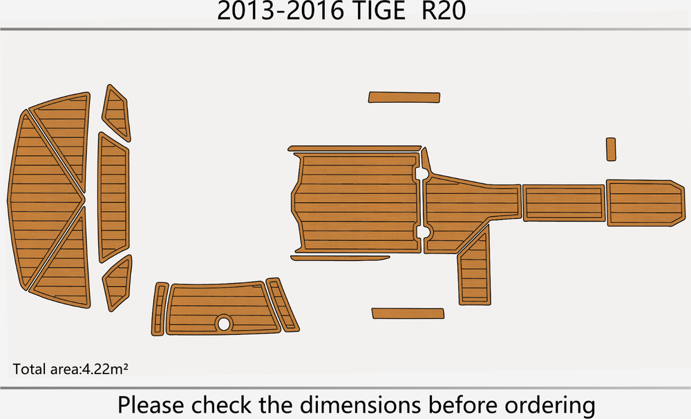 2013-2016 TIGE R20 Cockpit Swim platform bow 1/4"6mm EVA foam faux mat floor