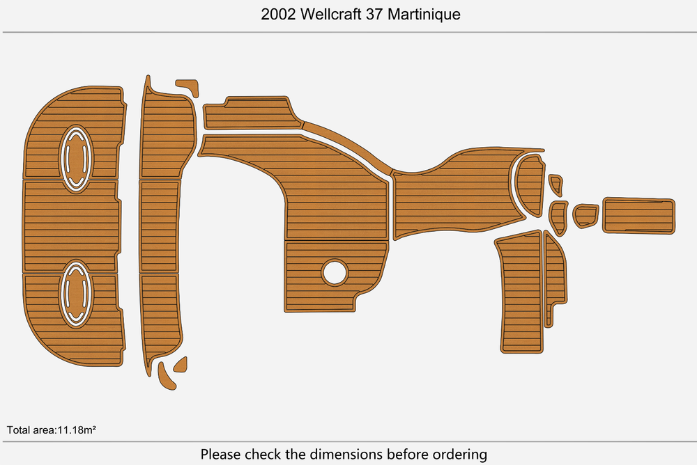 2002 Wellcraft 37 Martinique Anti-slip mat Custom EVA faux teak marine flooring