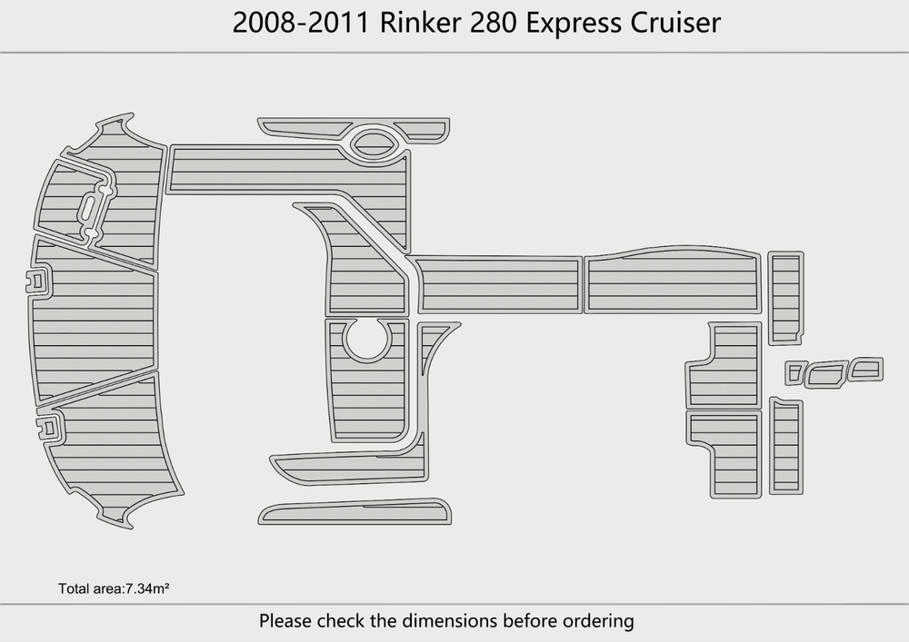 2008-2011 Rinker 280 Express Cruiser Cockpit Swim platform 1/4"6mm EVA foamfloor