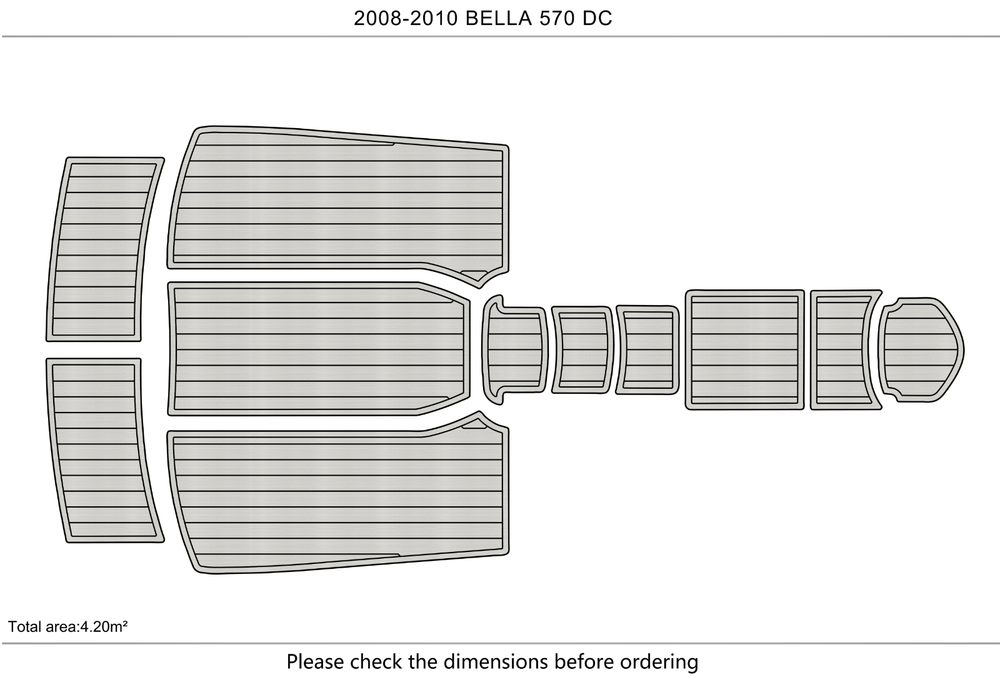 2008-2010 BELLA 570 DC Cockpit Swim platform 1/4" 6mm EVA foam marine floor