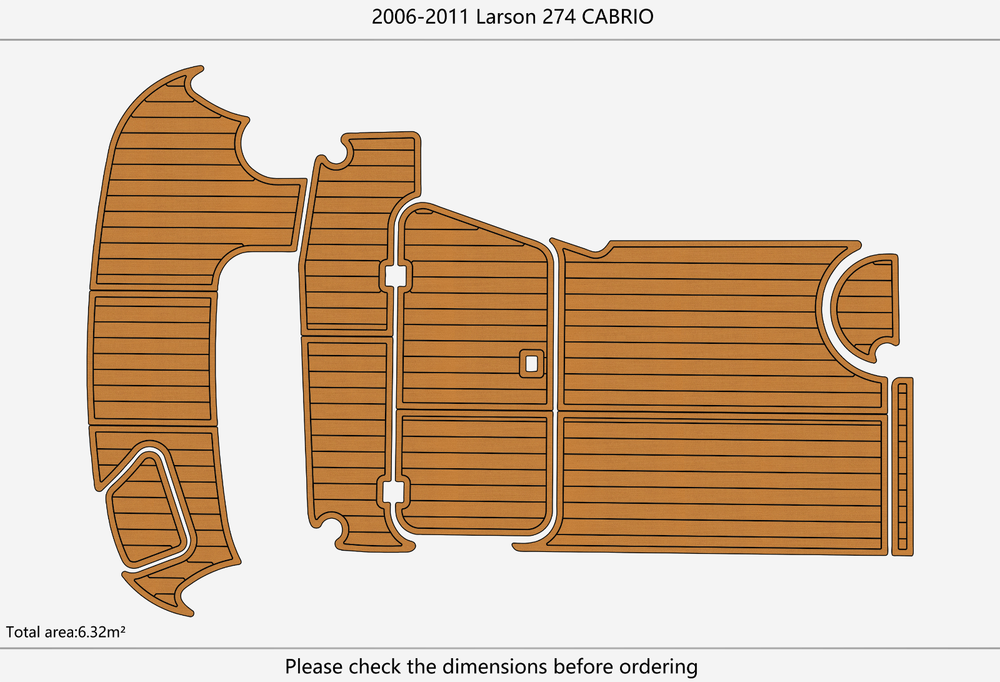 2006-2011 Larson CABRIO 274 Cockpit Swim platform Pads 1/4" 6mm EVA Faux Teak