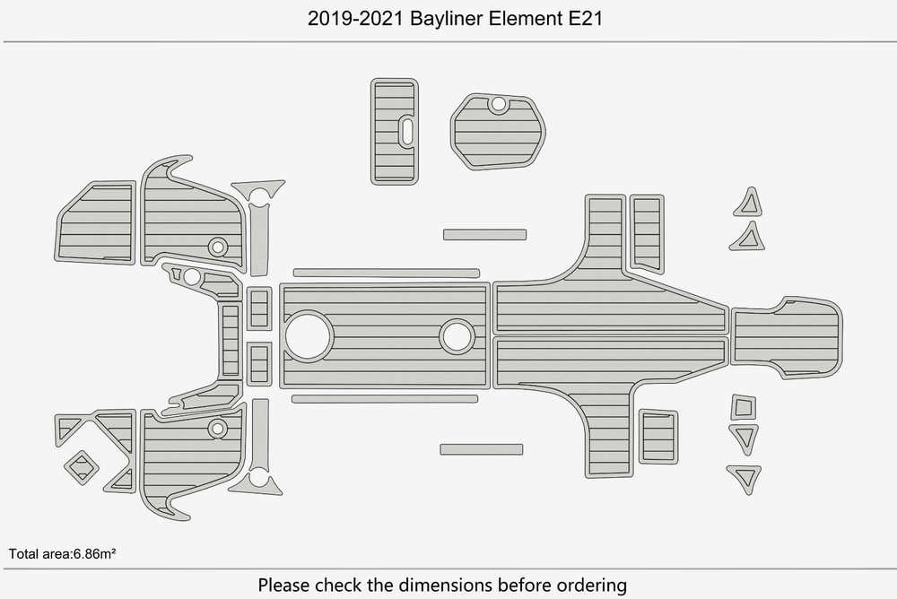 2019-2021 Bayliner Element E21 Cockpit Swim platform 1/4"6mm EVA foam mat floor