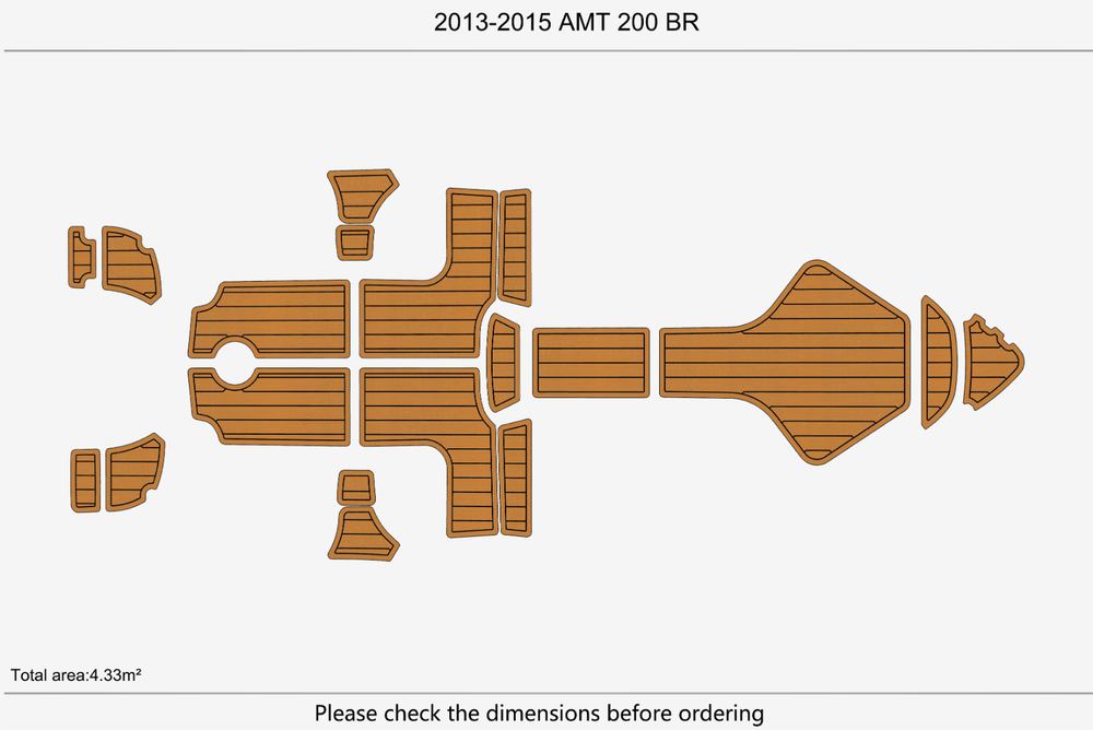 2013-2015 AMT 200 BR Cockpit Swim platform 1/4" 6mm EVA Teak deck floor