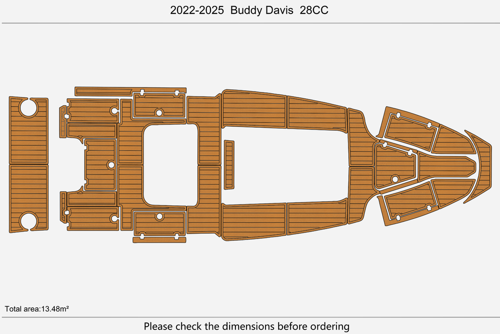 2022-2025 Buddy Davis 28 CC Cockpit Swim platform 1/4" 6mm EVA Teak deck floor