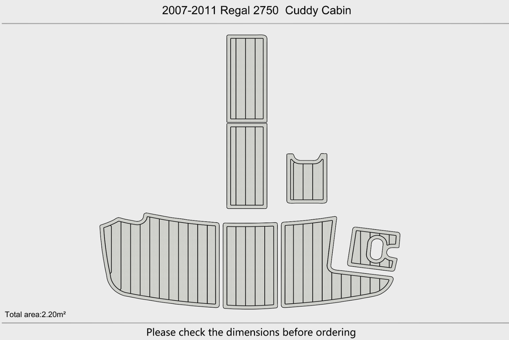 2007-2011 Regal 2750 Cuddy Cabin Swim platform 1/4" 6mm EVA faux teak mat floor