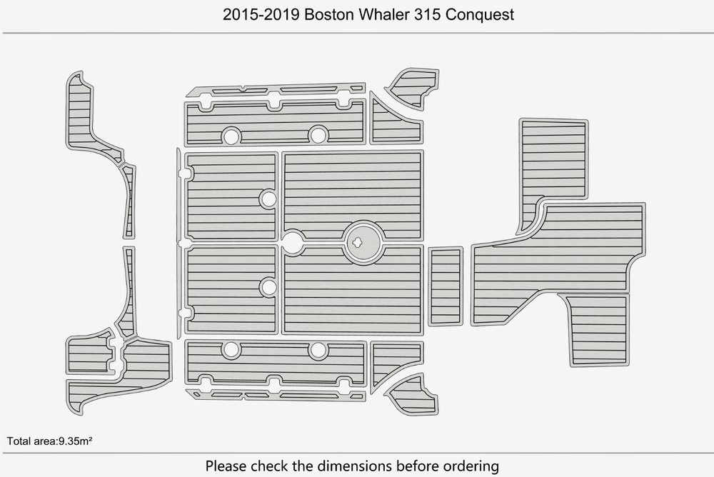 2015-2019 Boston Whaler 315 Conquest Cockpit Swim platform 1/4"6mm EVA mat floor