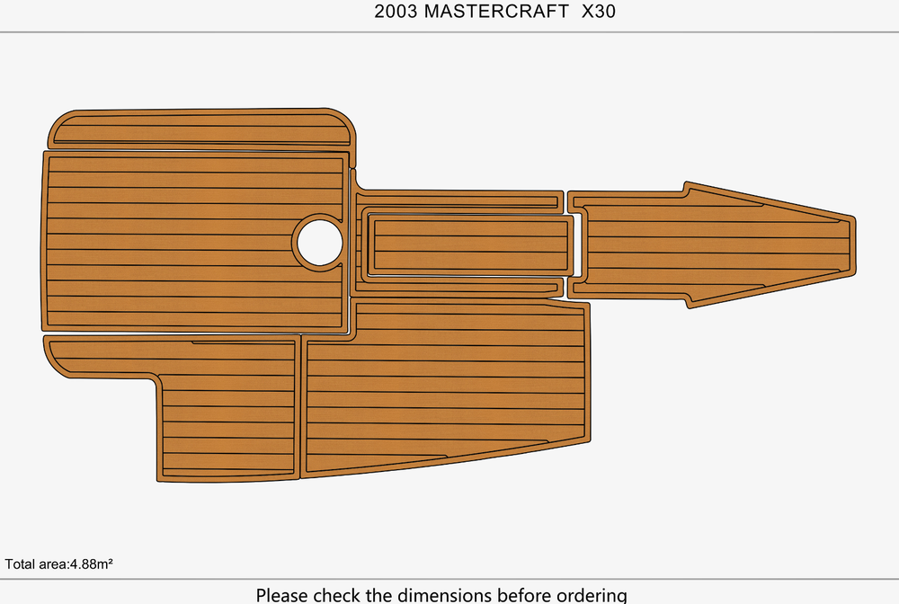2003 mastercraft X30 cockpit faux teak floor 1/4" Teak carpet Non-slip mat