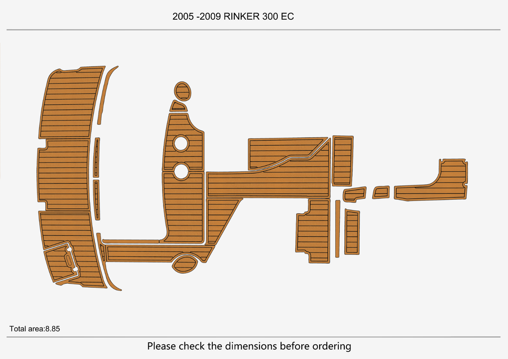 2005-2009 RINKER 300 Express Cruise Cockpit Swim platform 1/4"6mm EVA foam floor