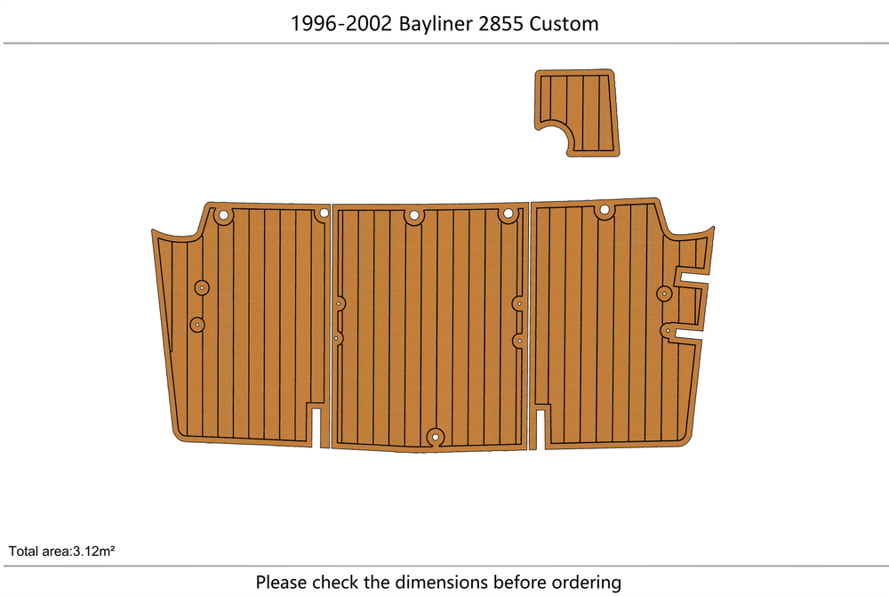 1996-2002 Bayliner 2855 Custom Cockpit Swim platform 1/4"6mm EVA foam faux floor