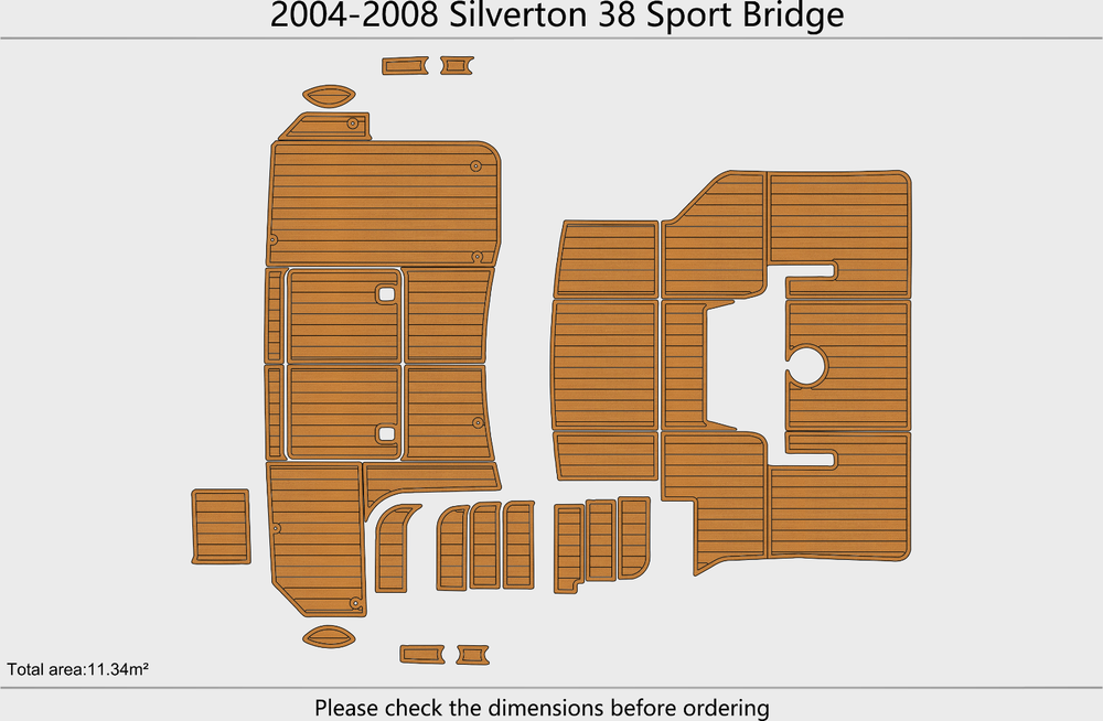 2004-2008 Silverton 38 Sport Bridge Cockpit 1/4"6mm EVA Foam faux mat floor