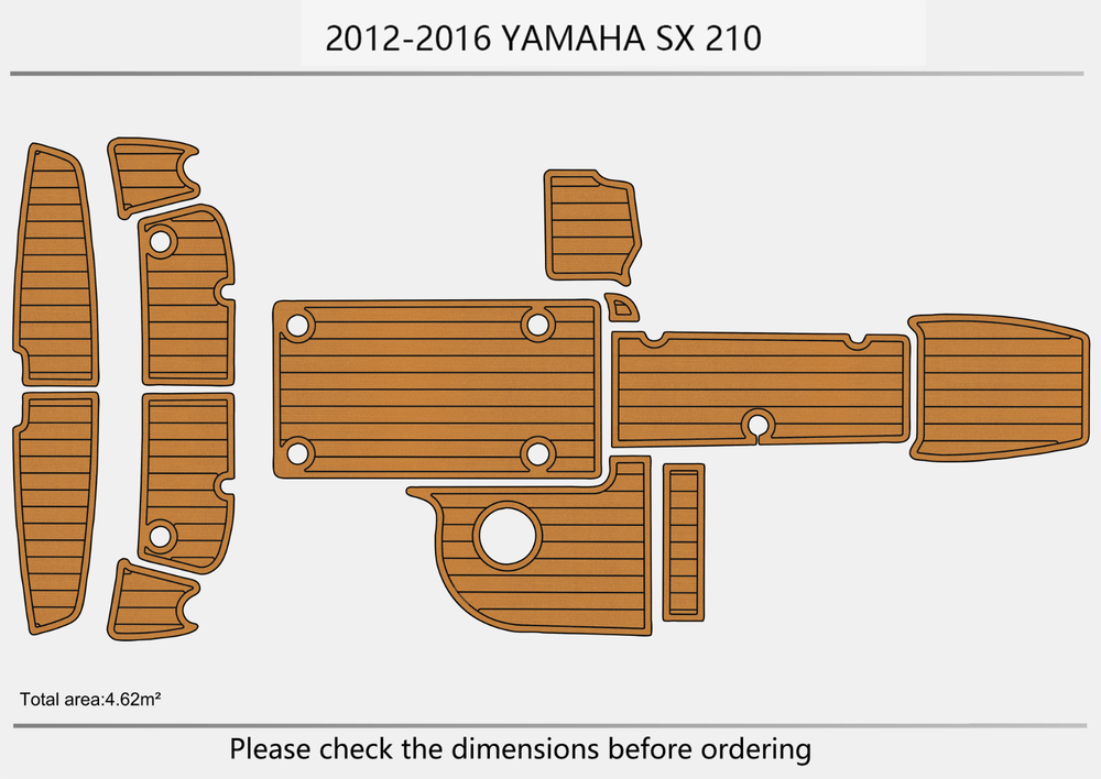 2012--2016 Yamaha SX 210 Cockpit Swim platform 1/4"6mm EVA foam faux mat floor