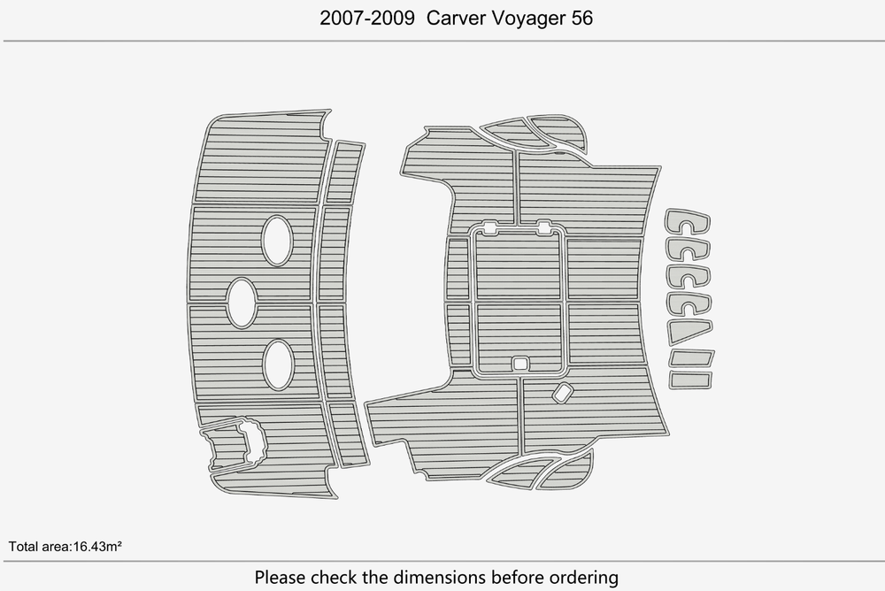 2007-2009 Carver 56 Voyager Anti-slip mat Custom EVA teak marine deck flooring