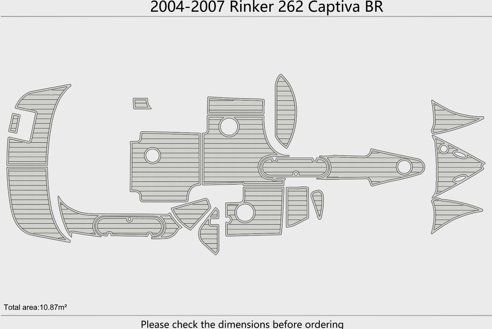 2004-2007 Rinker 262 Captiva BR Cockpit Swim platform 1/4"6mm EVA foam floor