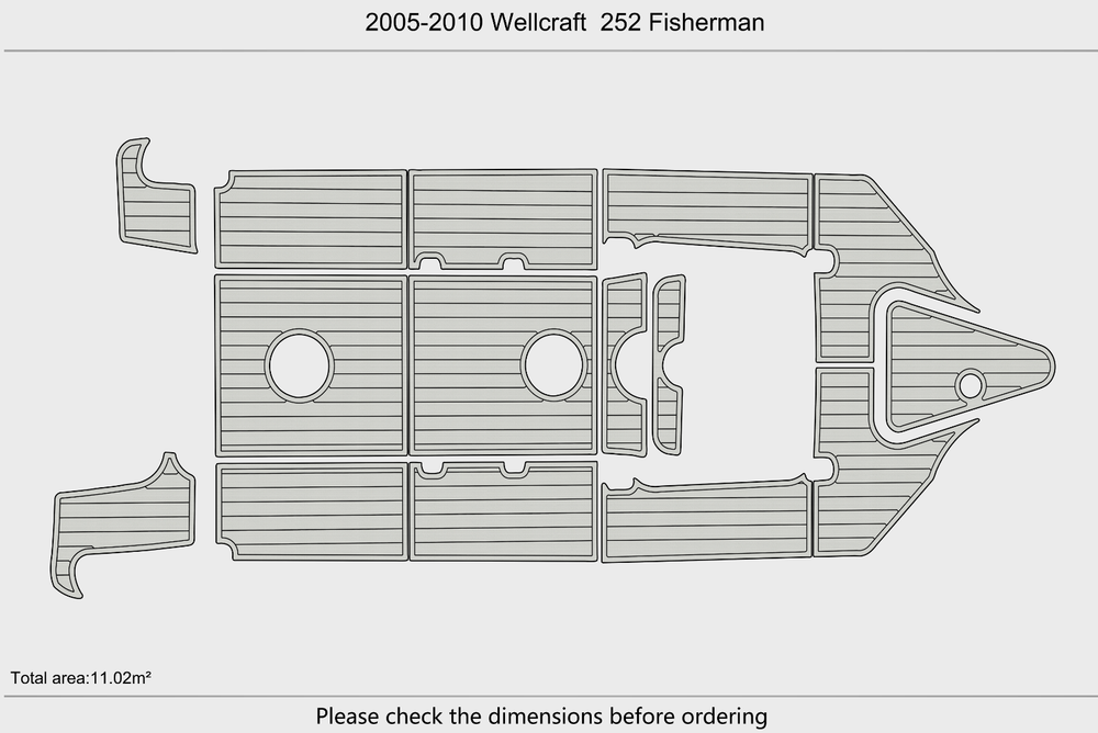 2005-2010 Wellcraft 252 Fisherman Cockpit Swim platform 1/4"6mm EVA Foam floor