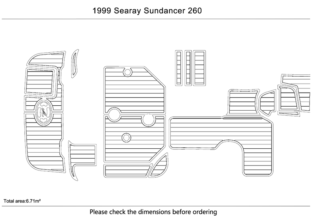 1999 Sea Ray 260 Sundancer Cockpit swim platform Pads 1/4" 6mm EVA Teak Deck