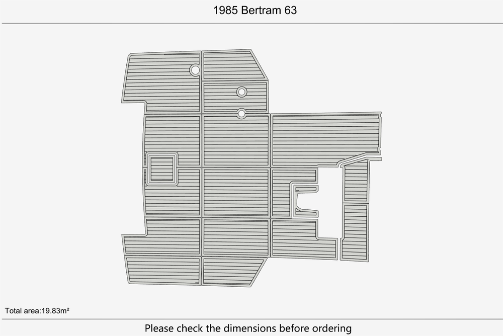 1985 Bertram 63 Cockpit 1/4" 6mm EVA Teak deck floor