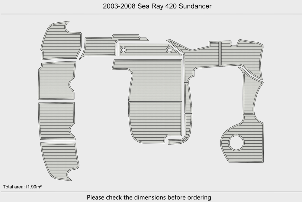 2003-2008 Sea Ray 42 Sundancer Cockpit Swim platform 1/4"6mm EVA Foam mat floor
