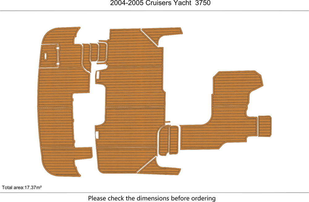 1999-2005 Cruisers Yacht 3750 Swim platform bow 1/4" 6mm EVA Teak deck floor