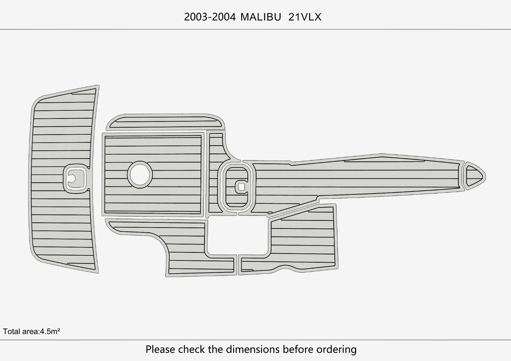2003-2004 Malibu 21 vlx Cockpit Swim platform 1/4" 6mm EVA faux teak mat Floor