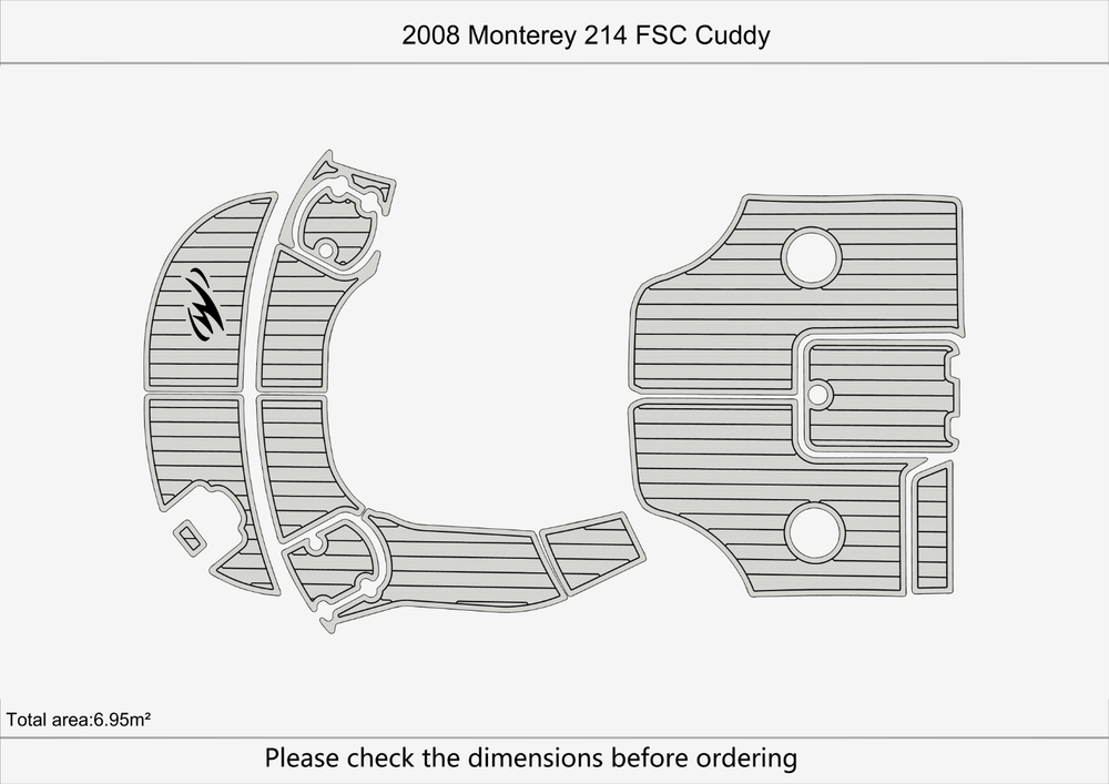 2008 Monterey 214 FSC Cuddy Cockpit Swim platform 1/4"6mm EVA Foam faux floor