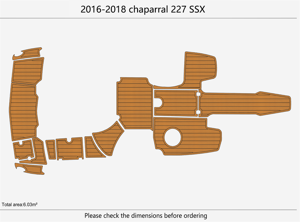 2016-2018 chaparral 227 SSX Cockpit Swim platform bow 1/4"6mm EVA foam floor