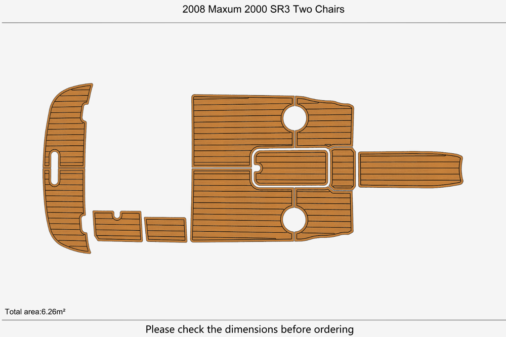 2008 Maxum 2000 SR3 Two Chair Cruisers Cockpit 1/4” 6mm EVA Foam FAUX teak floor