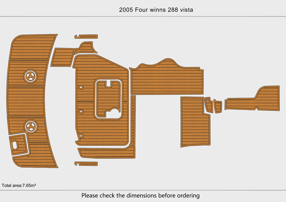 2004-2007 Four winns 288 Vista Cockpit Swim platform 1/4" 6mm EVA Teak floor