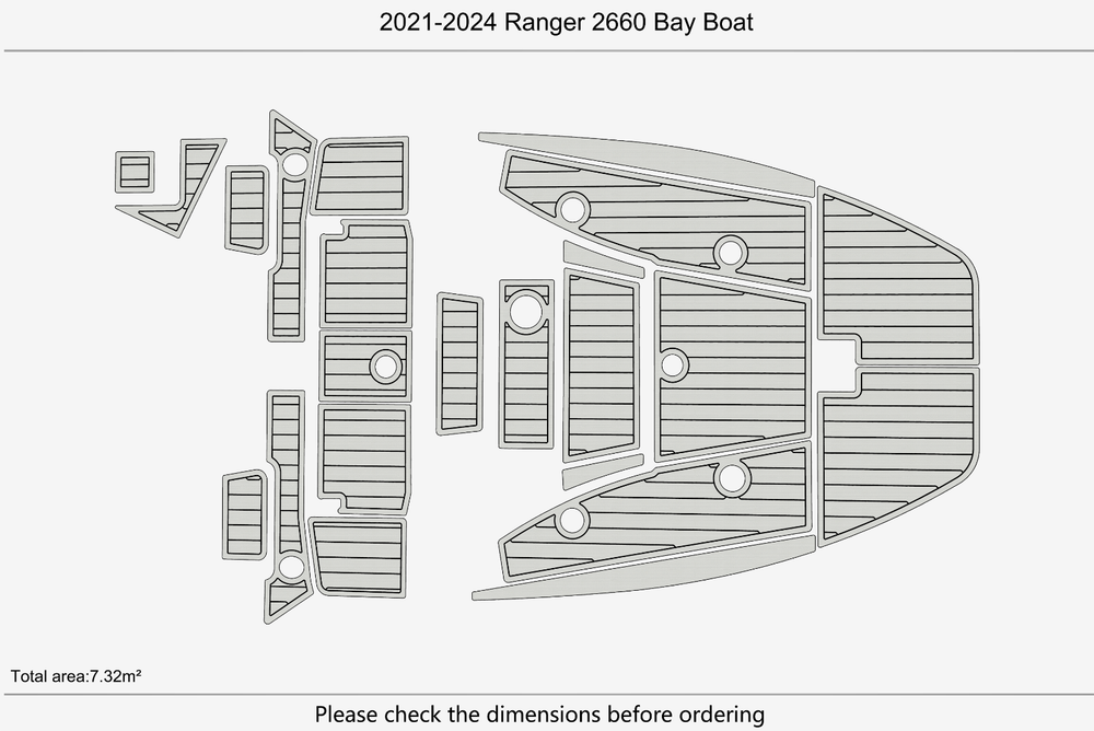 2021-2024 Ranger 2660 Bay Boat Marine teak deck EVA Foam Boat flooring