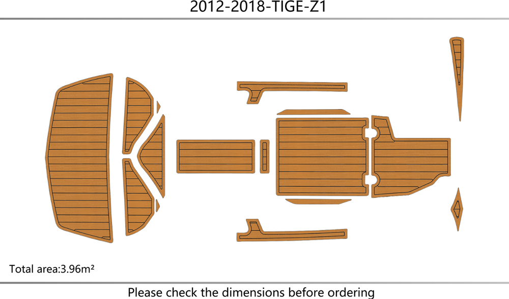 2012-2018 TIGE Z1 Cockpit Swim Platform 1/4"6mm EVA foam Faux teak mat floor