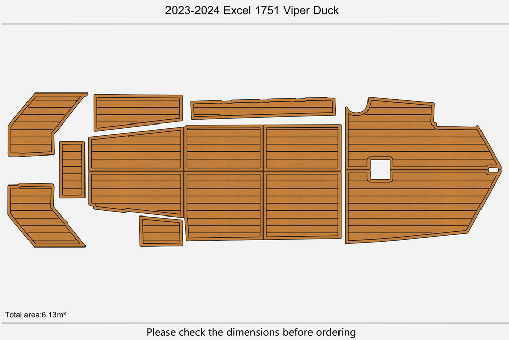 2023-2024 Excel 1751 Viper Cockpit Swim platform 1/4" 6mm EVA Teak Deck floor