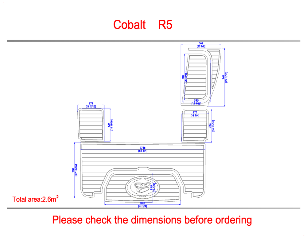 Cobalt R5 swimming platform non-slip 6mm mat EVA teak deck floor