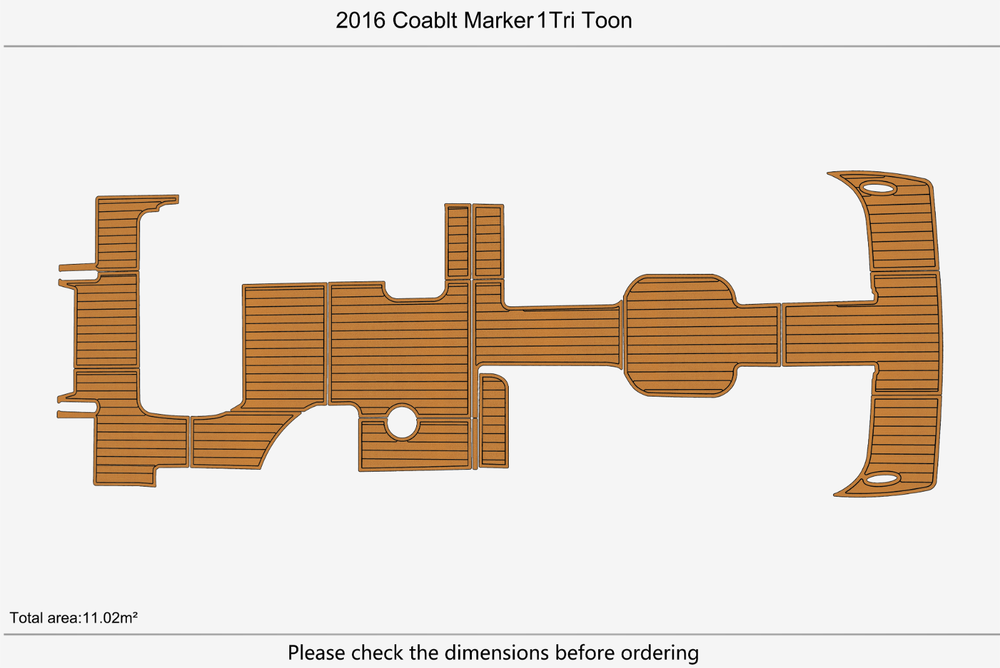 2016 Coablt Marker Tri Toon Cockpit Swim Platform 1/4" 6mm EVA Teak Deck floor