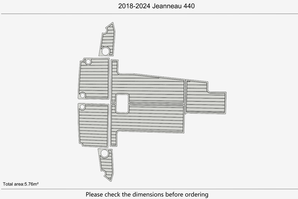 2018-2024 Jeanneau 440 Cockpit Swim platform 1/4"6mm EVA Foam faux mat floor