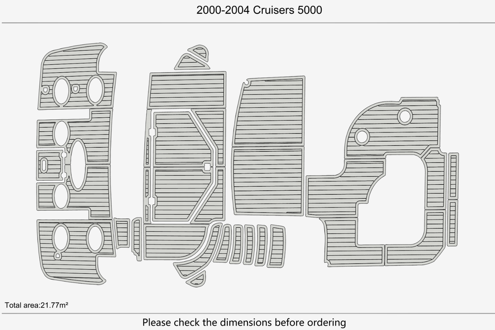 2000-2004 Cruisers 5000 Cockpit Swim Platform Pads 1/4" 6mm EVA Teak Deck floor