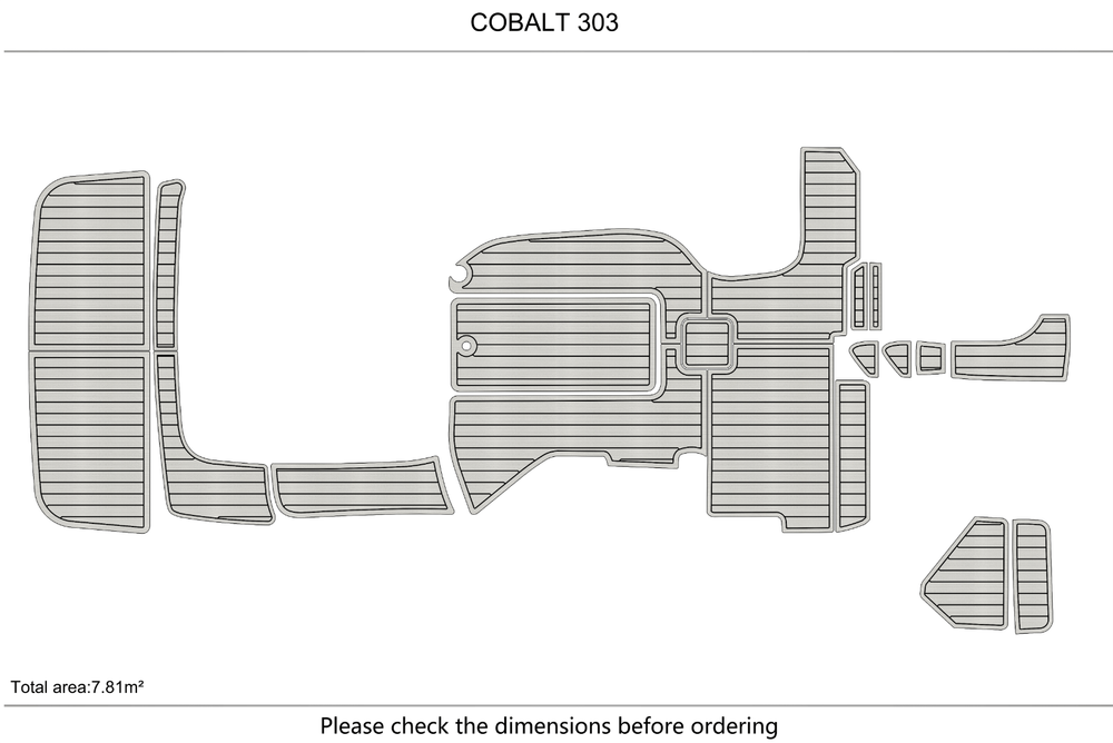 COBALT 303 cockpit swim platform 1/4" 6mm EVA Foam Teak floor